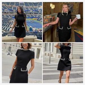 Elegant Black Dress with Pearl Accents